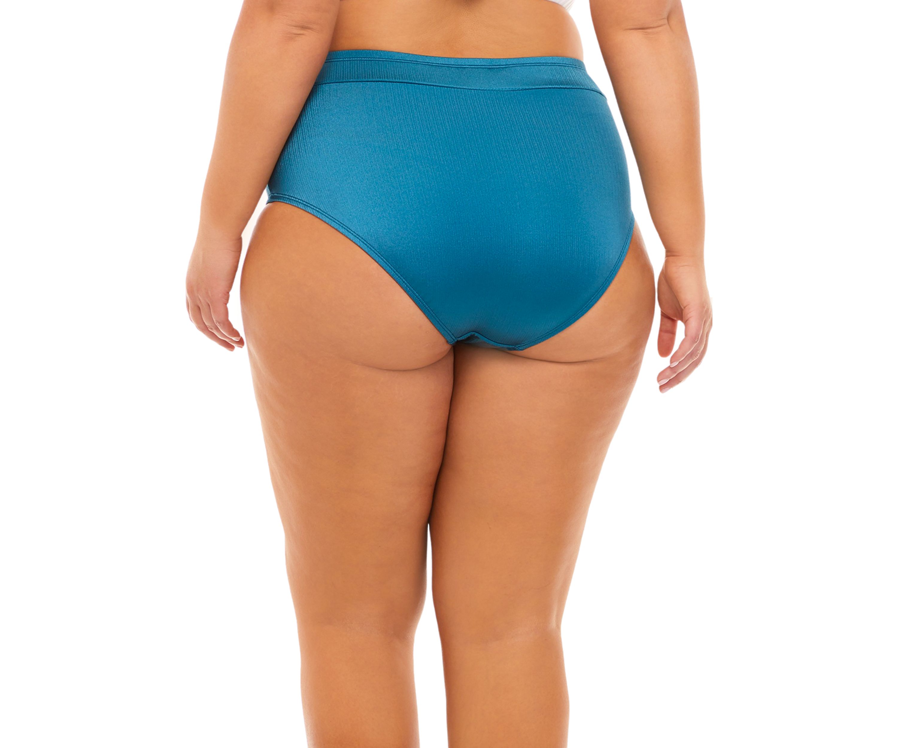 Plus Size Shine On Textured High Waisted Swim Bottoms