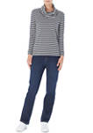 Womens Long Sleeve Stripe Cowl Neck Pullover