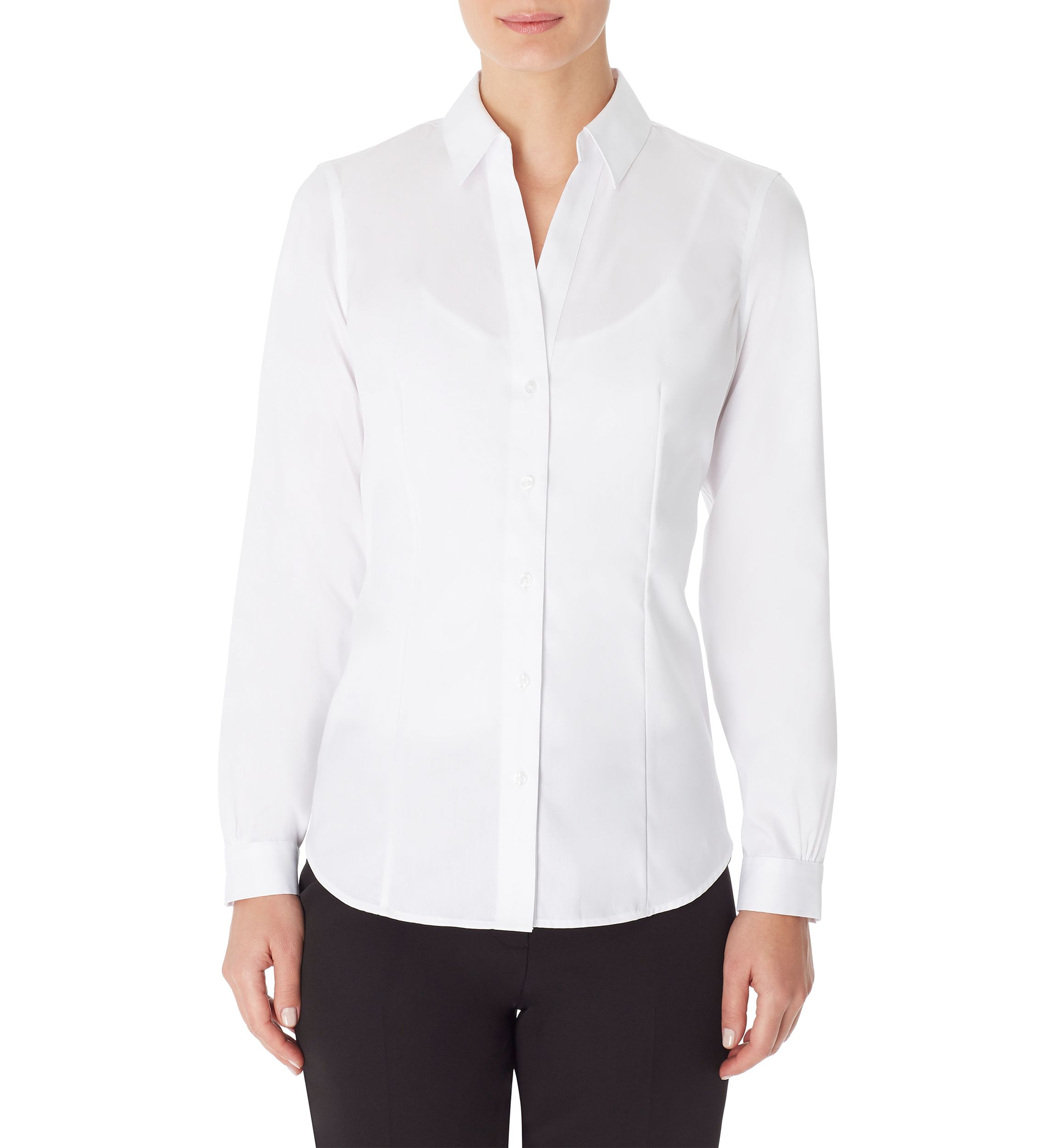 Womens Easy Care Solid Y-Neck Shirt