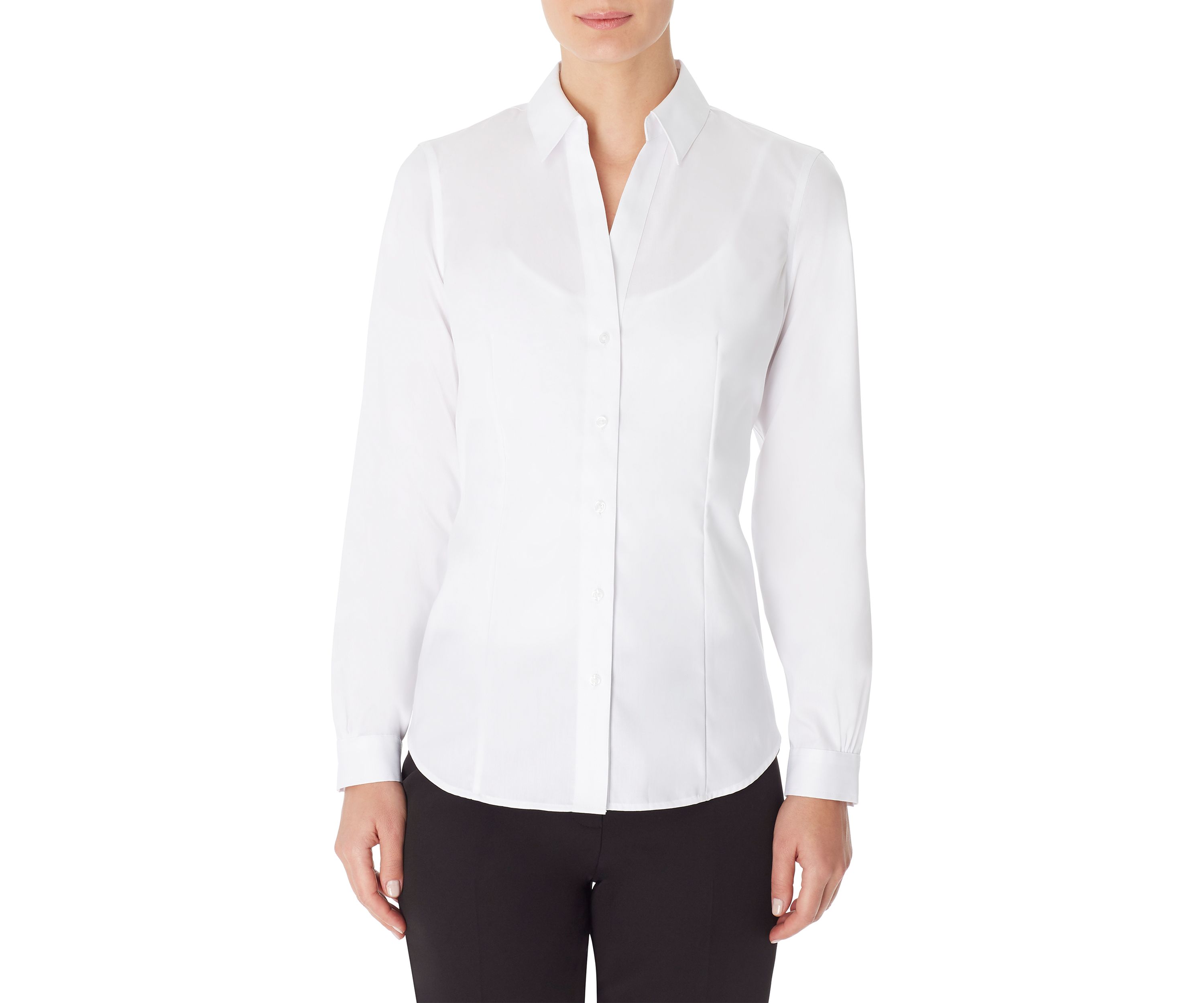 Womens Easy Care Solid Y-Neck Shirt