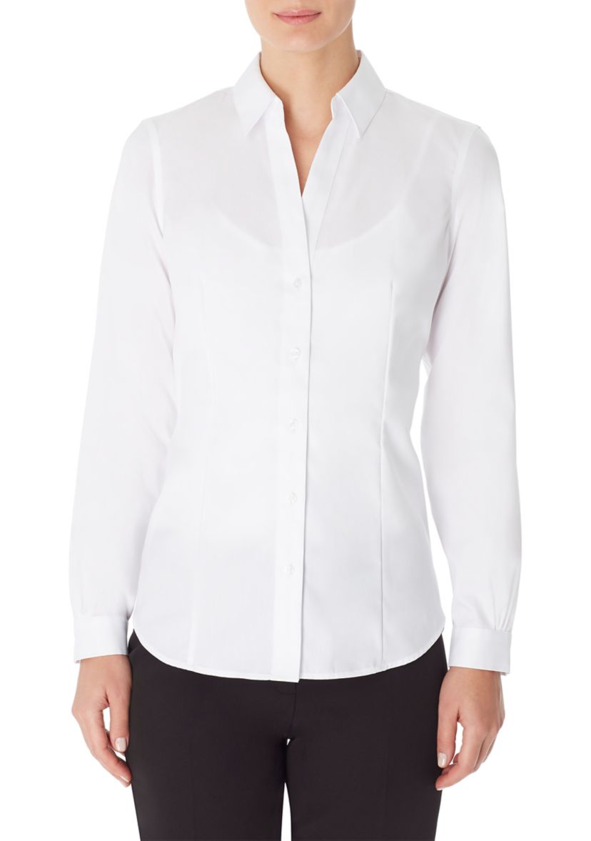 Womens Easy Care Solid Y-Neck Shirt
