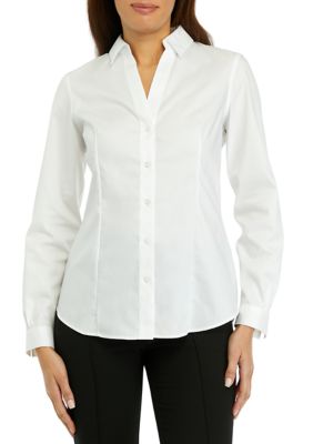 JONES NEW YORK Women's Petite Button Down Blouse, White, PM