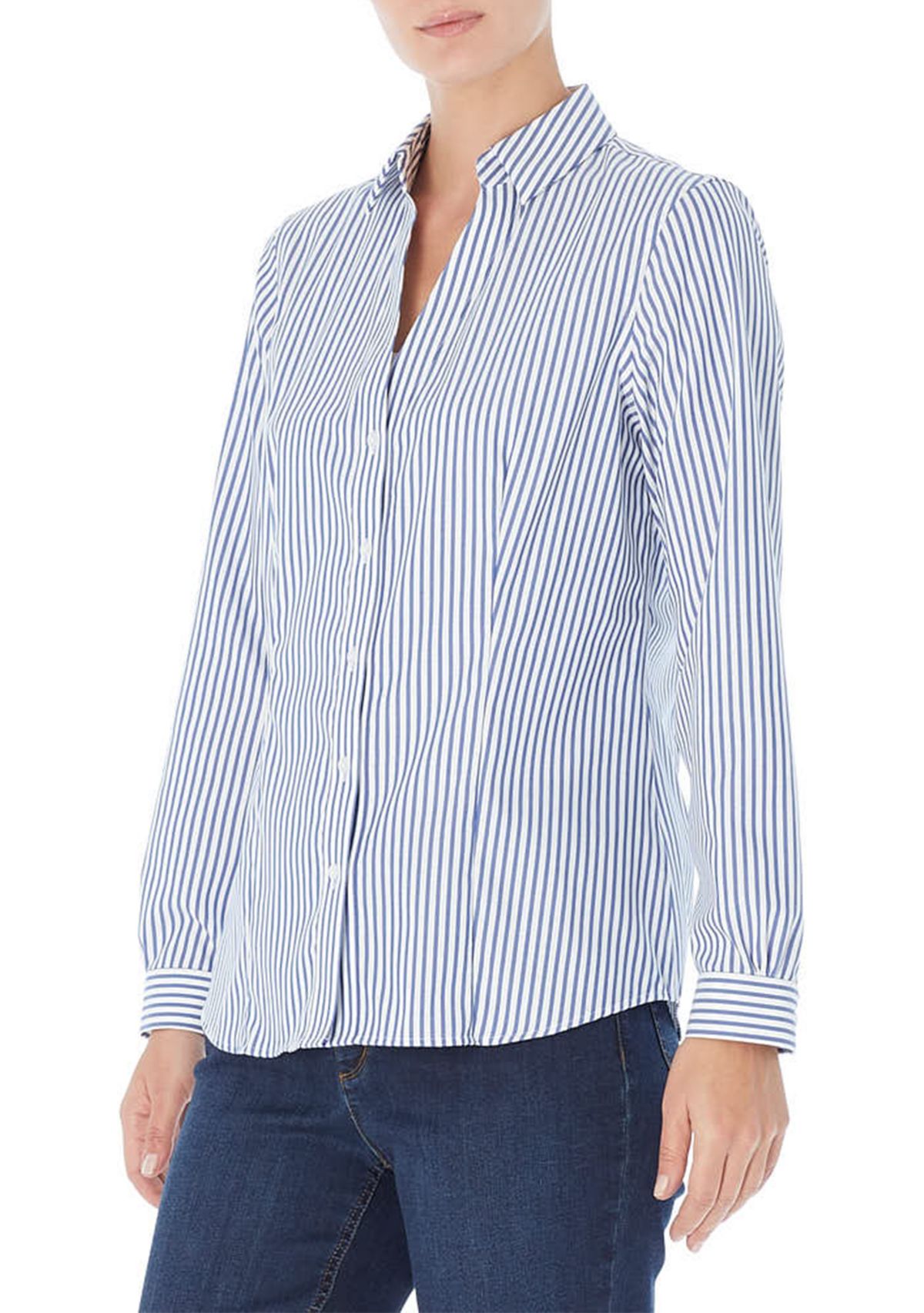 Womens Easy Care Stripe Y-Neck Shirt