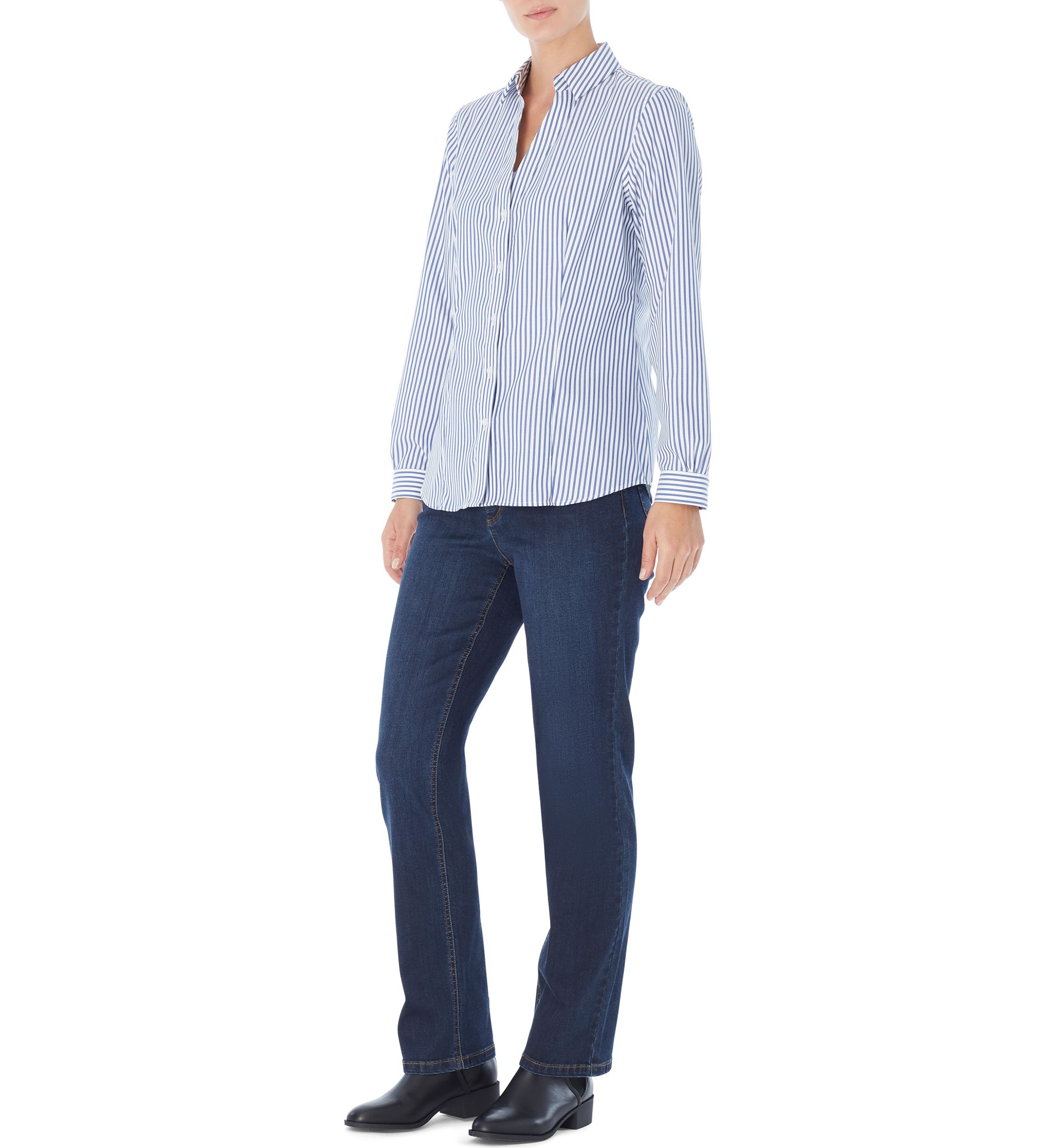 Womens Easy Care Stripe Y-Neck Shirt