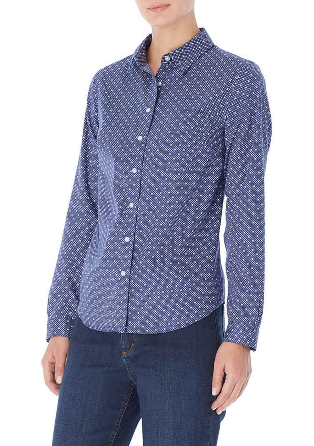 Easy Care Print Y-Neck Shirt