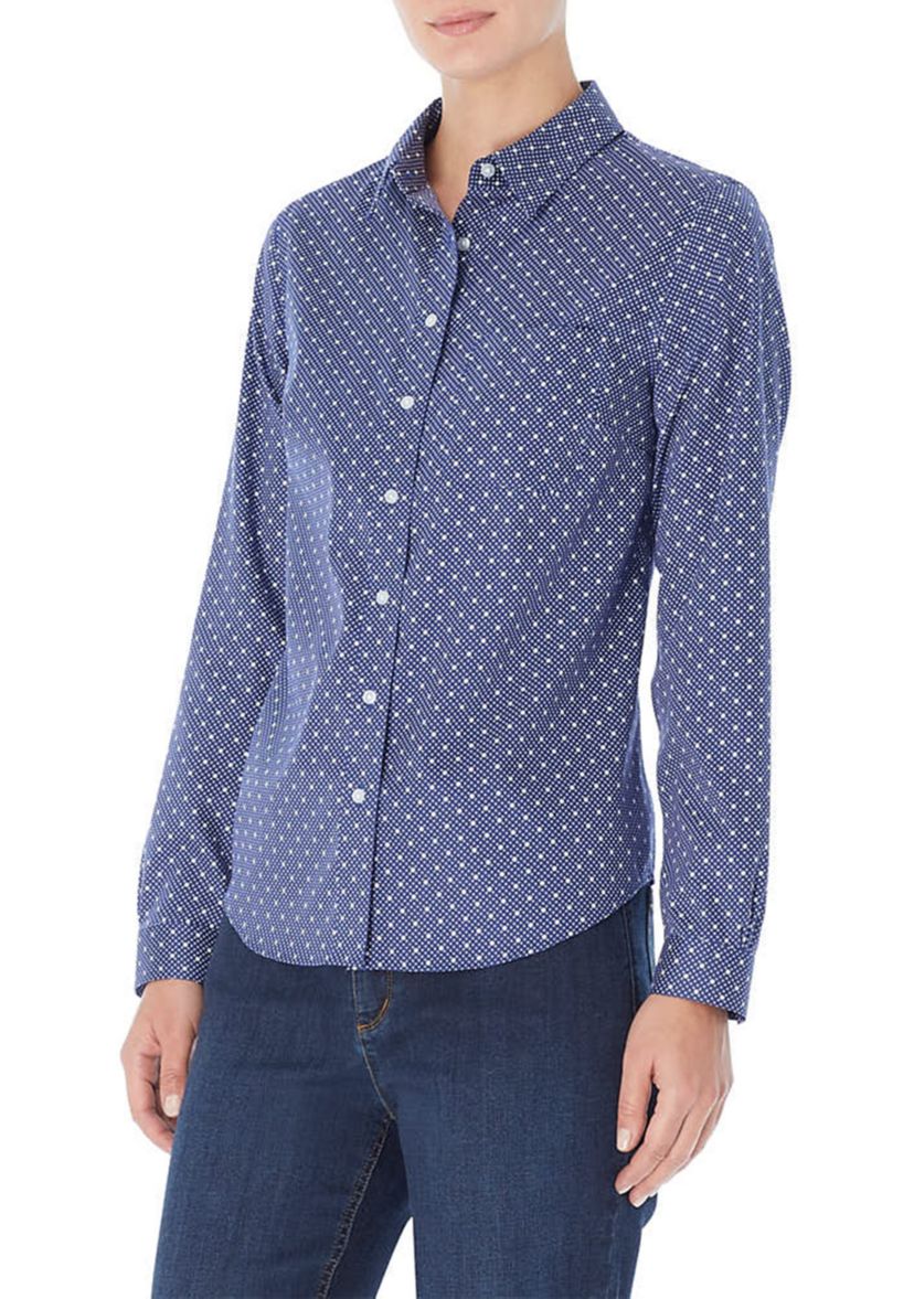 Easy Care Print Y-Neck Shirt