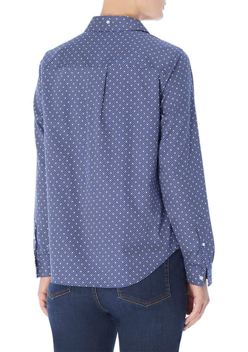 Easy Care Print Y-Neck Shirt