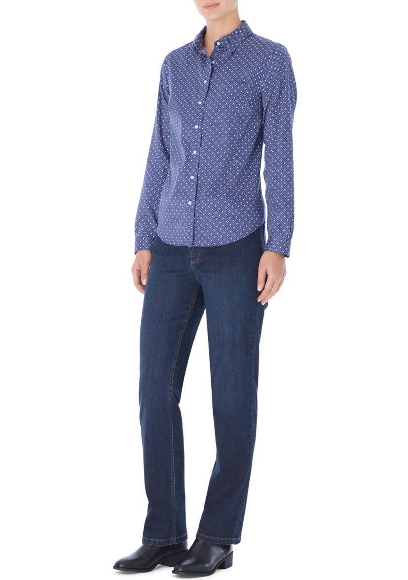 Easy Care Print Y-Neck Shirt