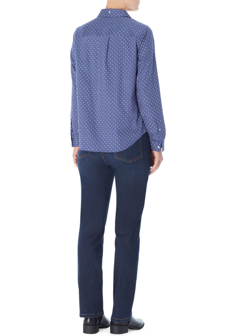 Easy Care Print Y-Neck Shirt