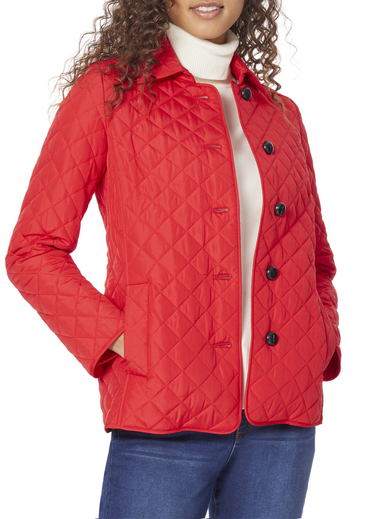 Womens 5 Button Quilted Coat