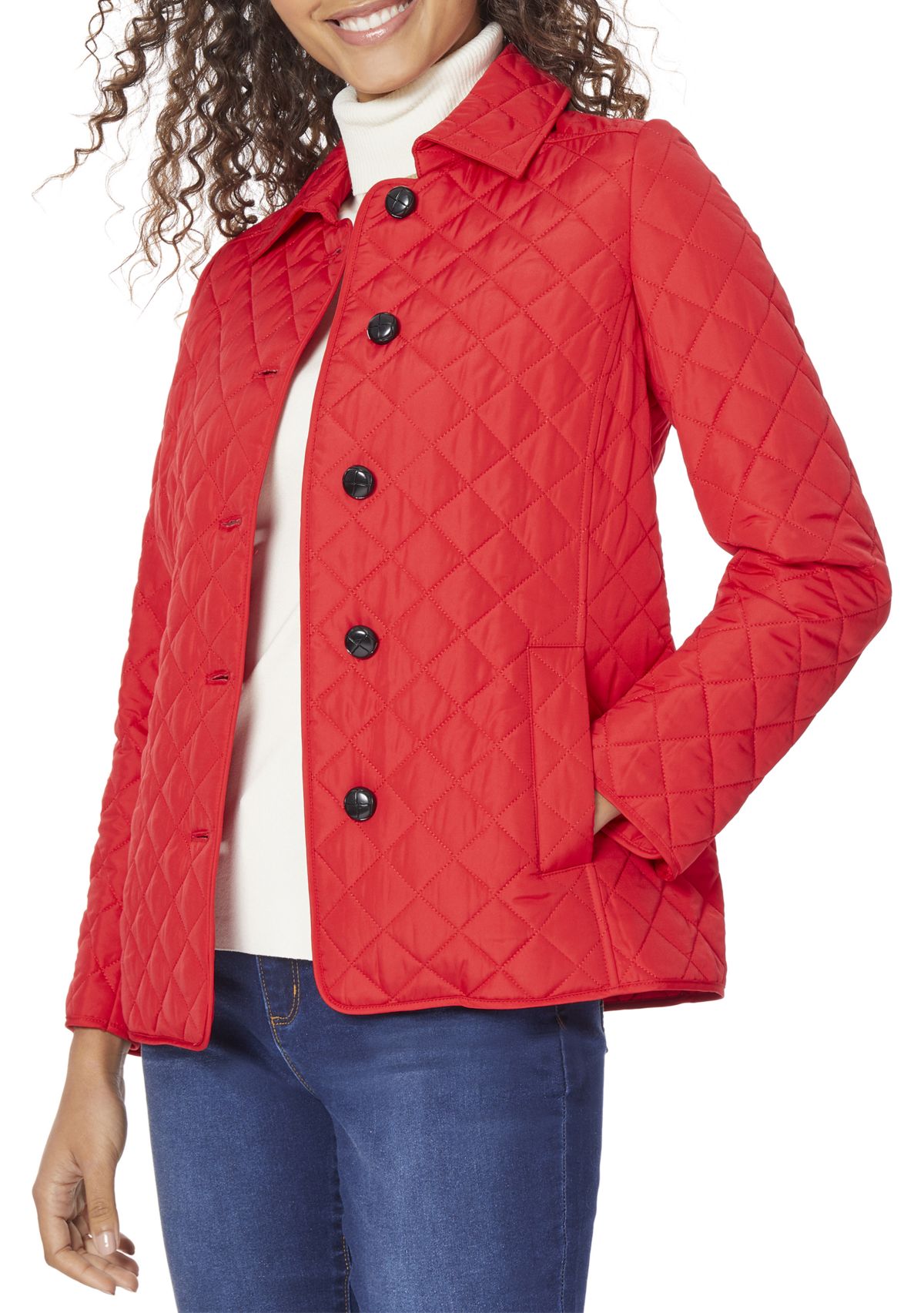 Womens 5 Button Quilted Coat