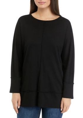 JONES NEW YORK Petite Serenity Knit 3/4 Dolman Sleeve Seam Detail Tunic ...