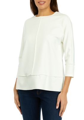 JONES NEW YORK Women's Petite Serenity Knit 3/4 Dolman Sleeve Seam Detail Tunic