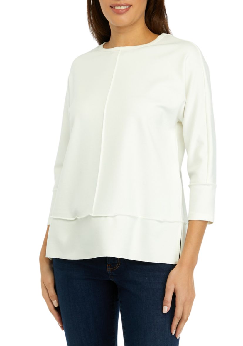Petite Serenity Knit 3/4 Dolman Sleeve Seam Detail Tunic