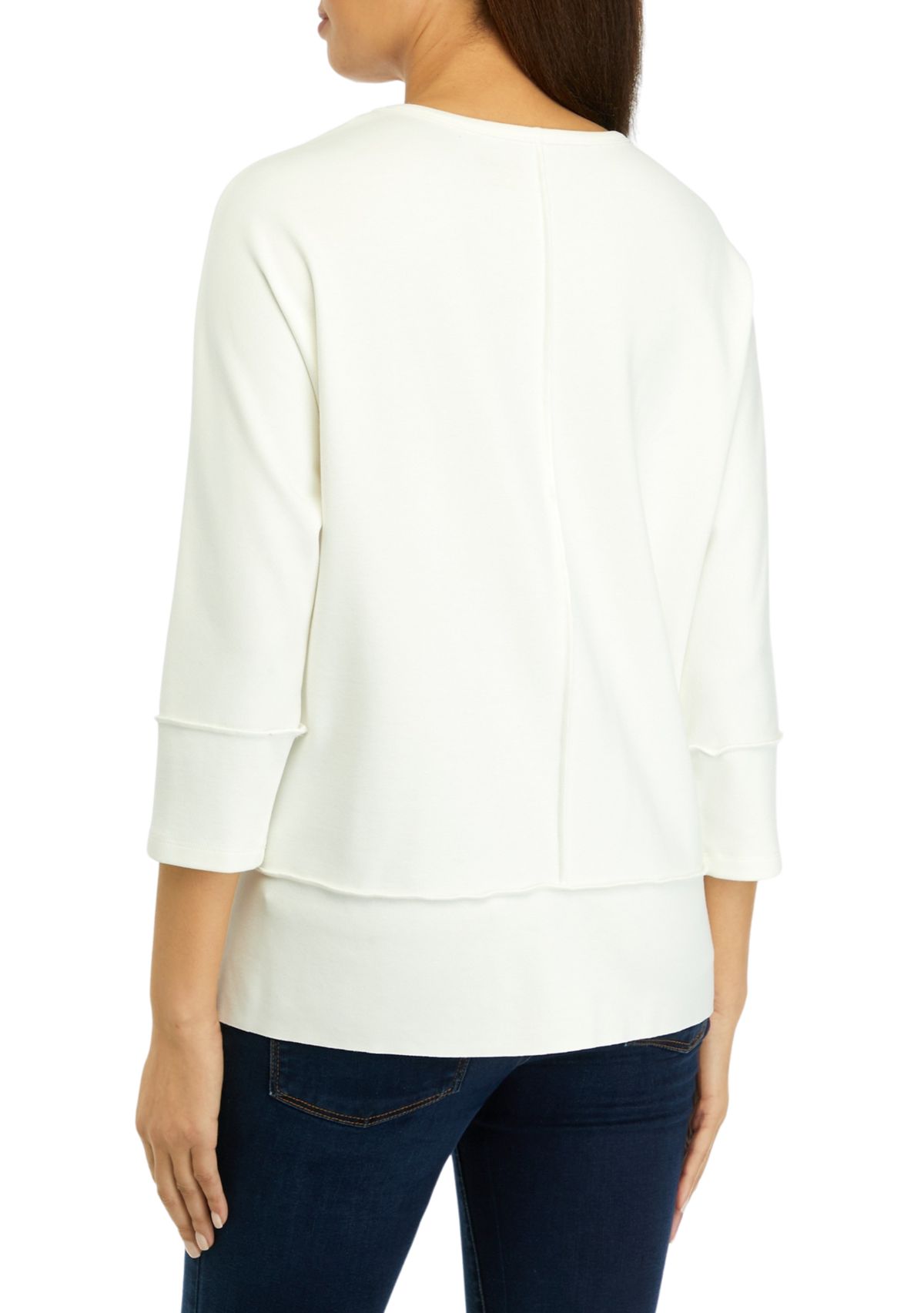 Petite Serenity Knit 3/4 Dolman Sleeve Seam Detail Tunic