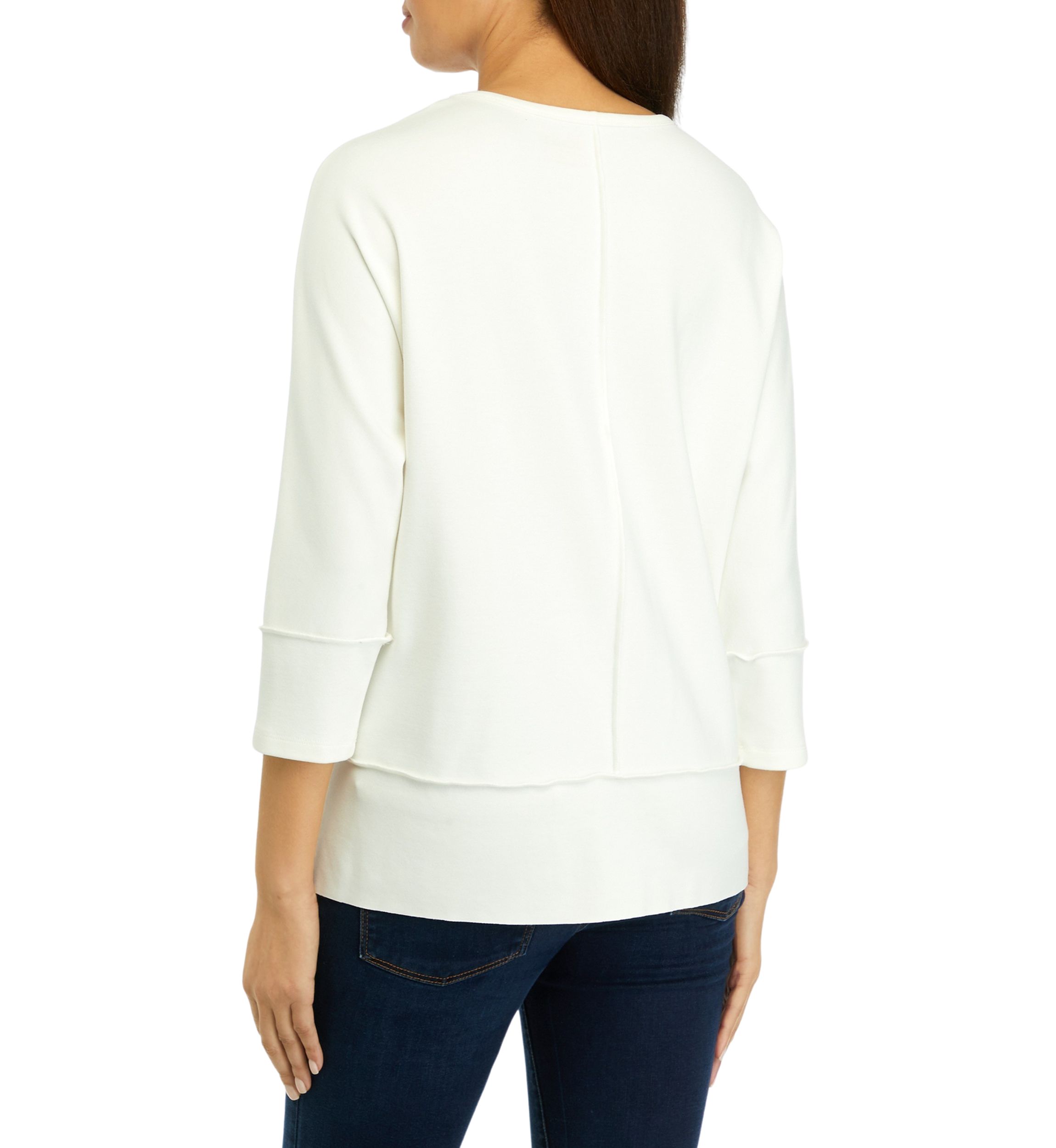 Petite Serenity Knit 3/4 Dolman Sleeve Seam Detail Tunic