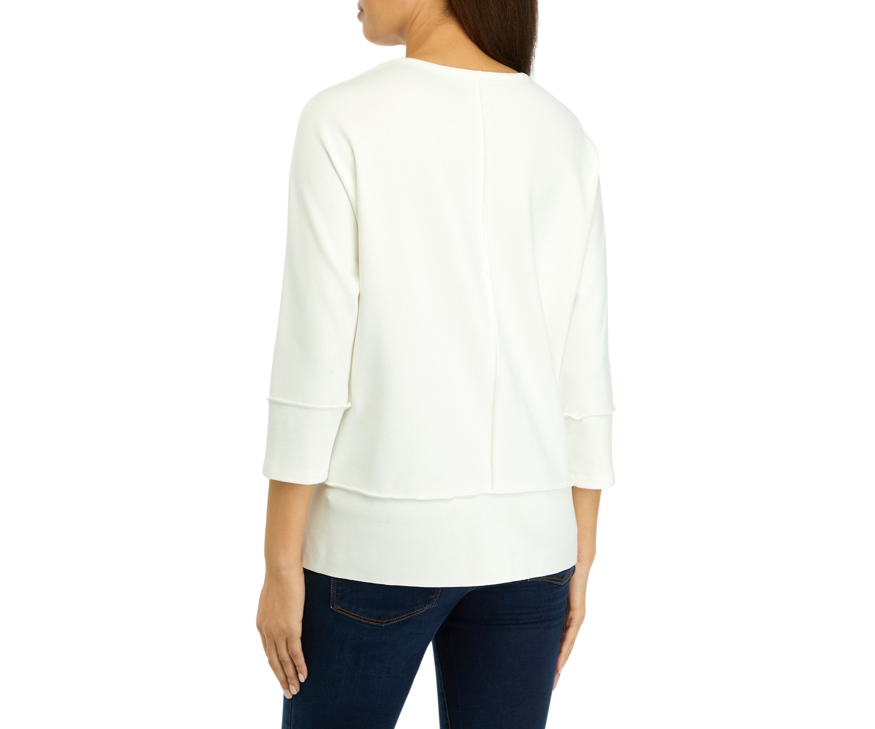 Petite Serenity Knit 3/4 Dolman Sleeve Seam Detail Tunic