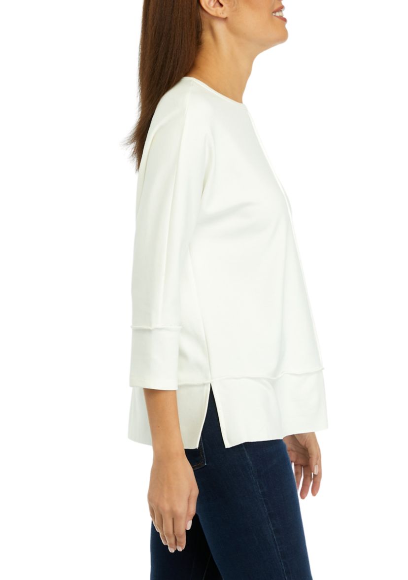 Petite Serenity Knit 3/4 Dolman Sleeve Seam Detail Tunic