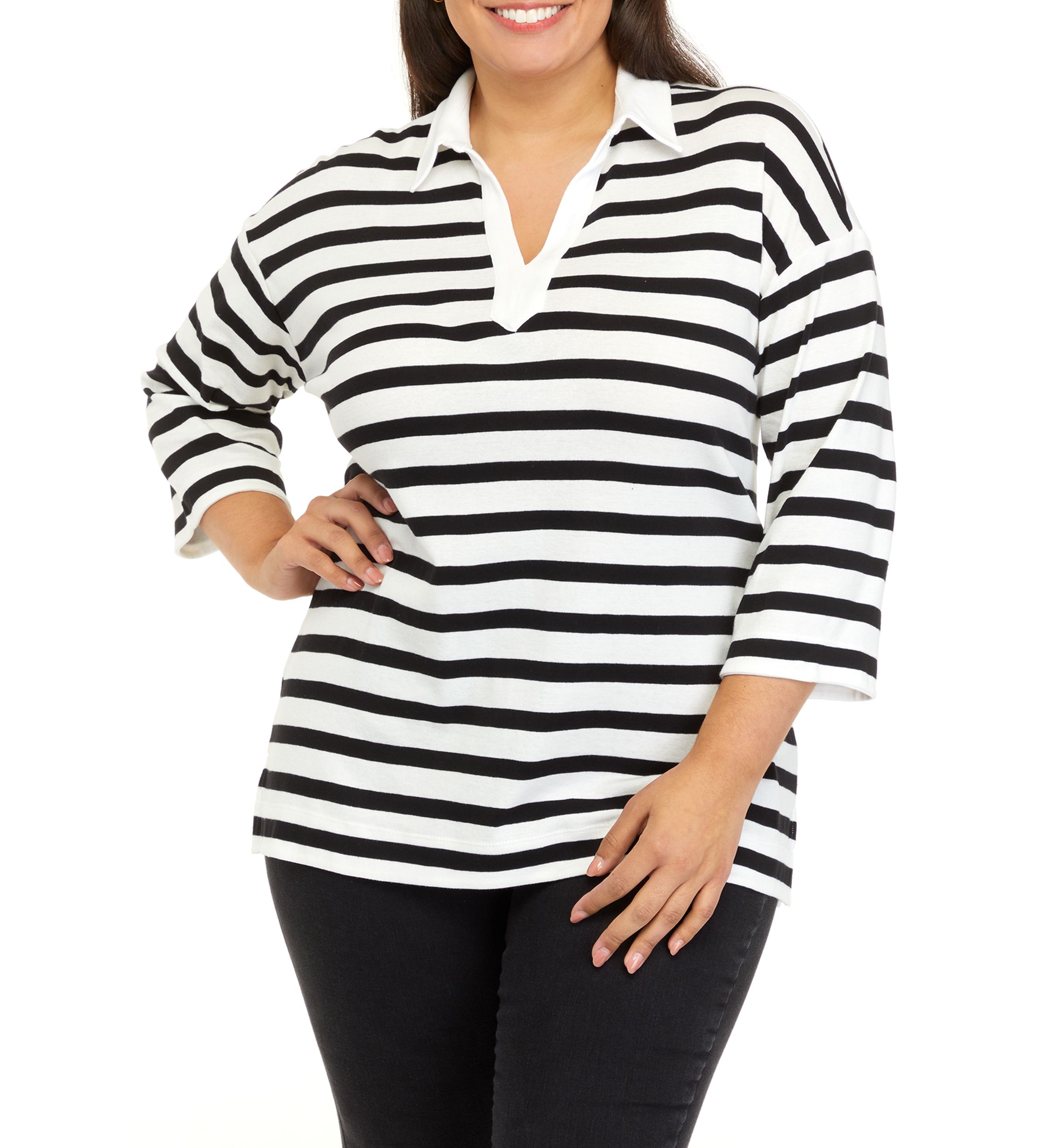 Plus Size Striped Tunic Top 