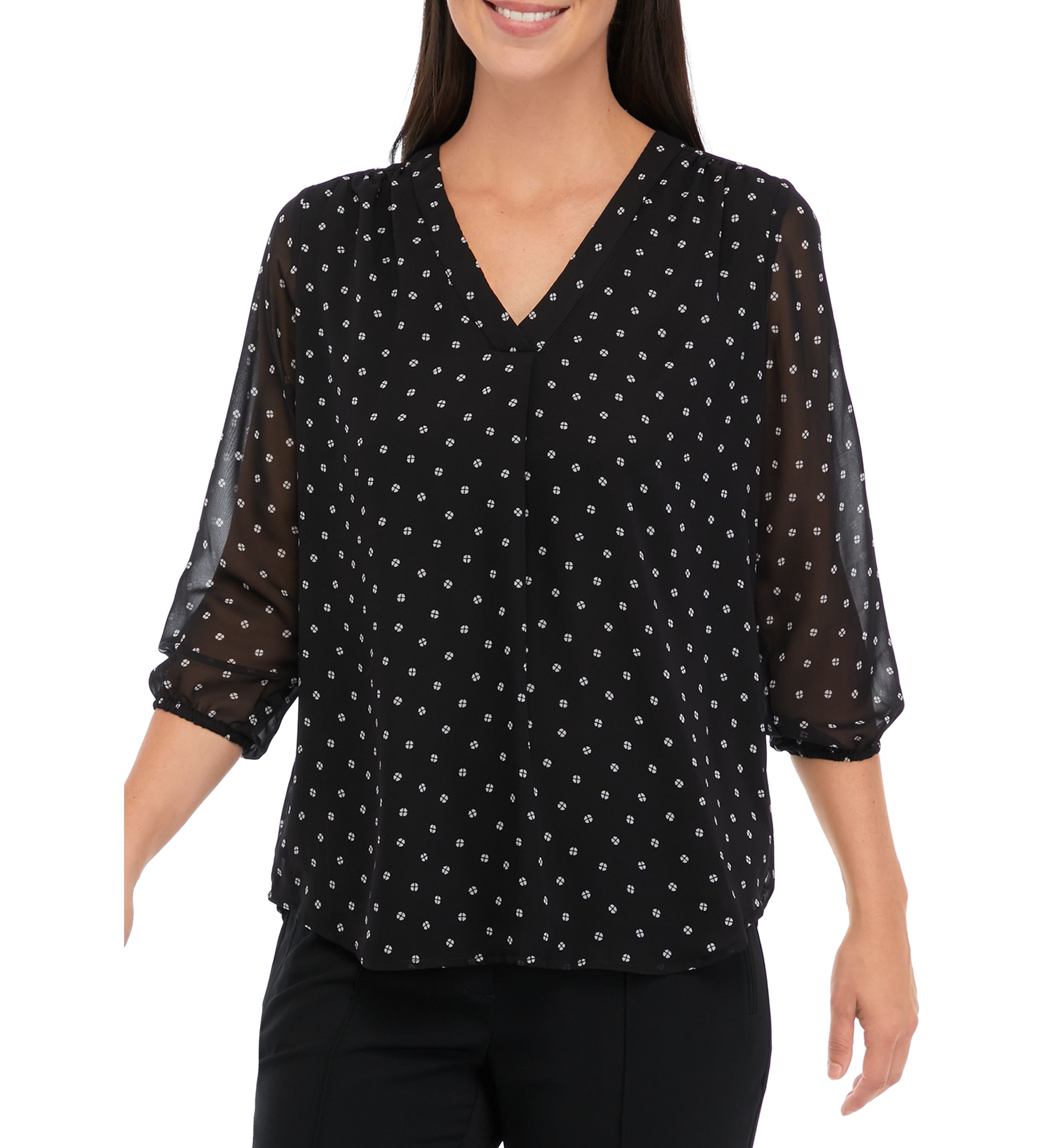 Womens V-Neck Printed Tunic Top