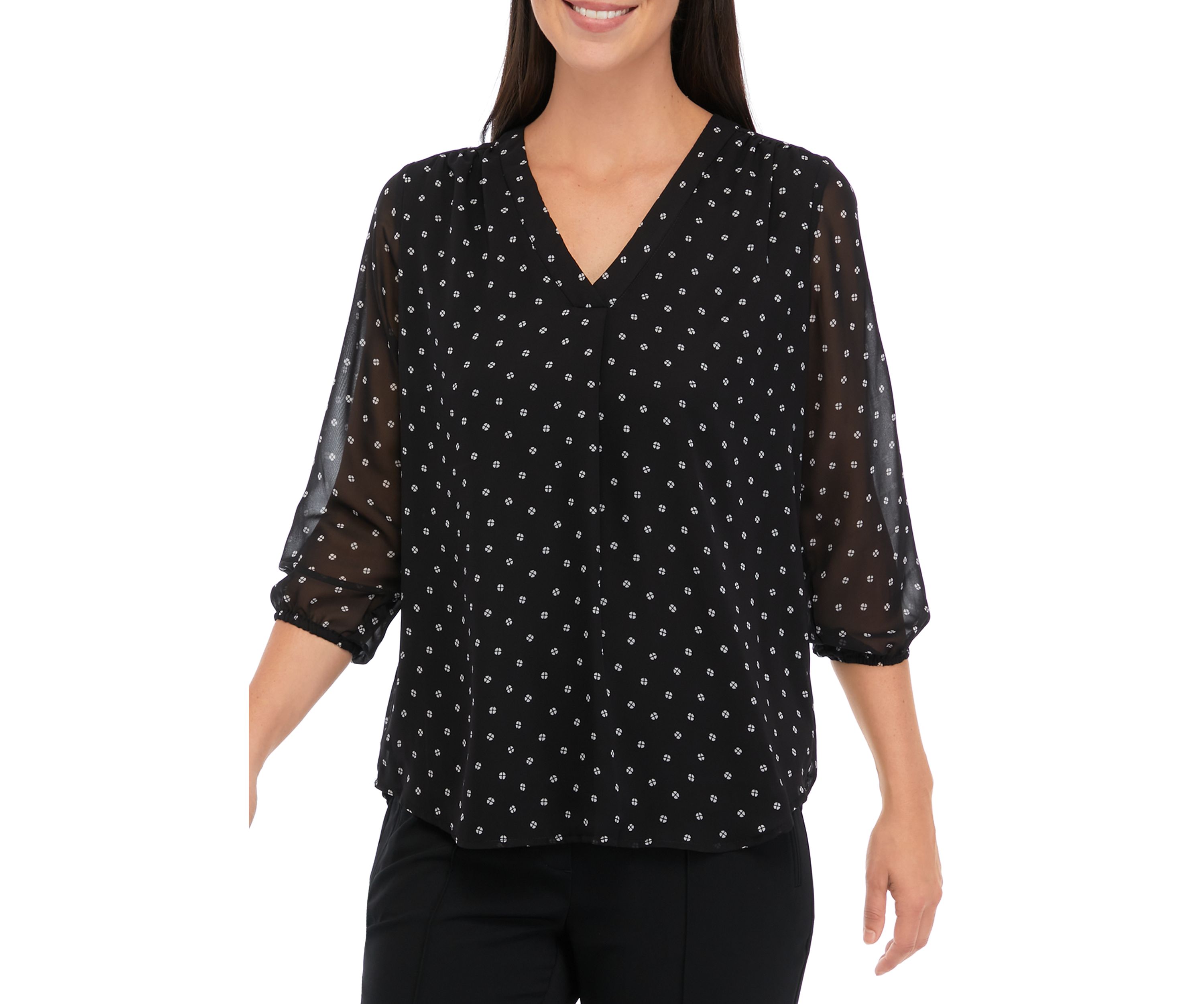 Womens V-Neck Printed Tunic Top