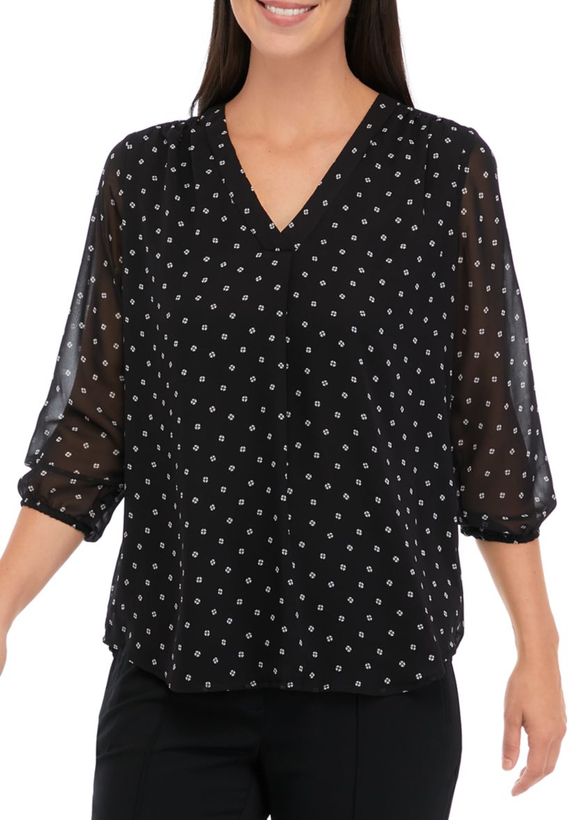 Womens V-Neck Printed Tunic Top