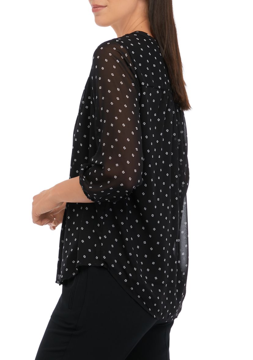 Womens V-Neck Printed Tunic Top