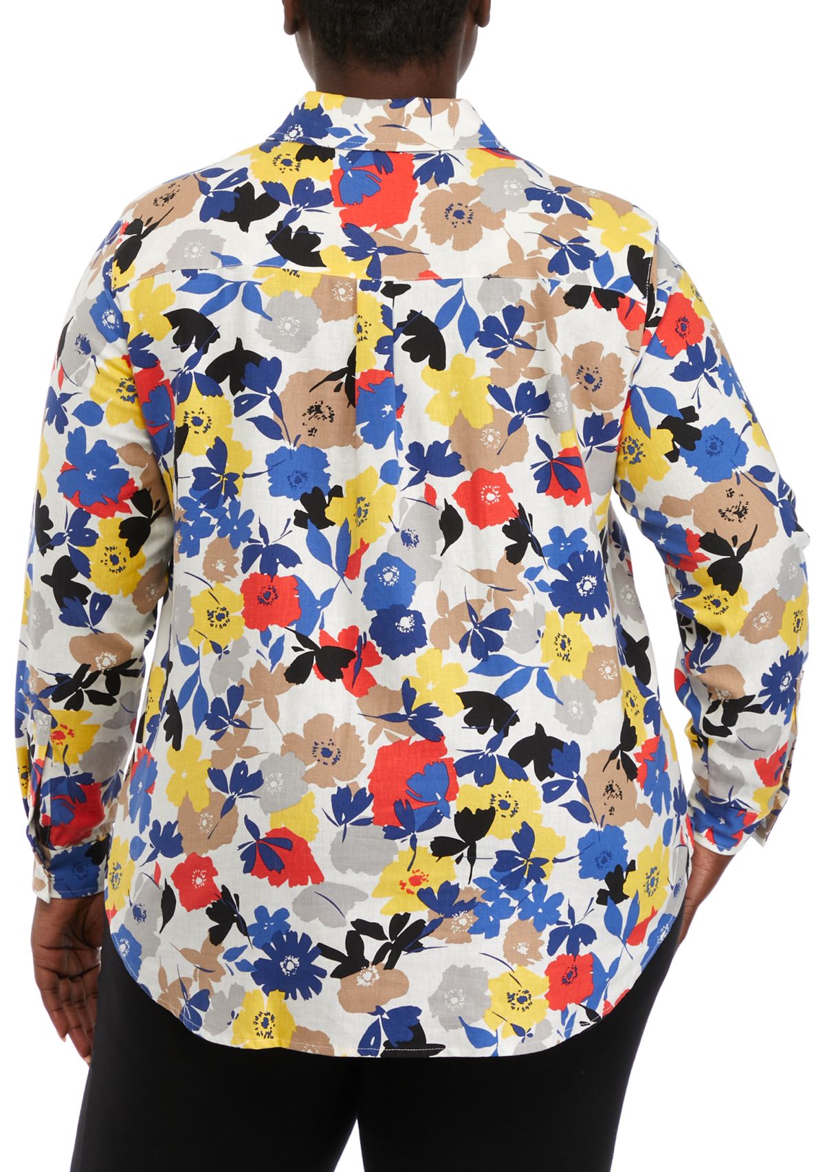 Plus Size Printed Oversized Button Blouse
