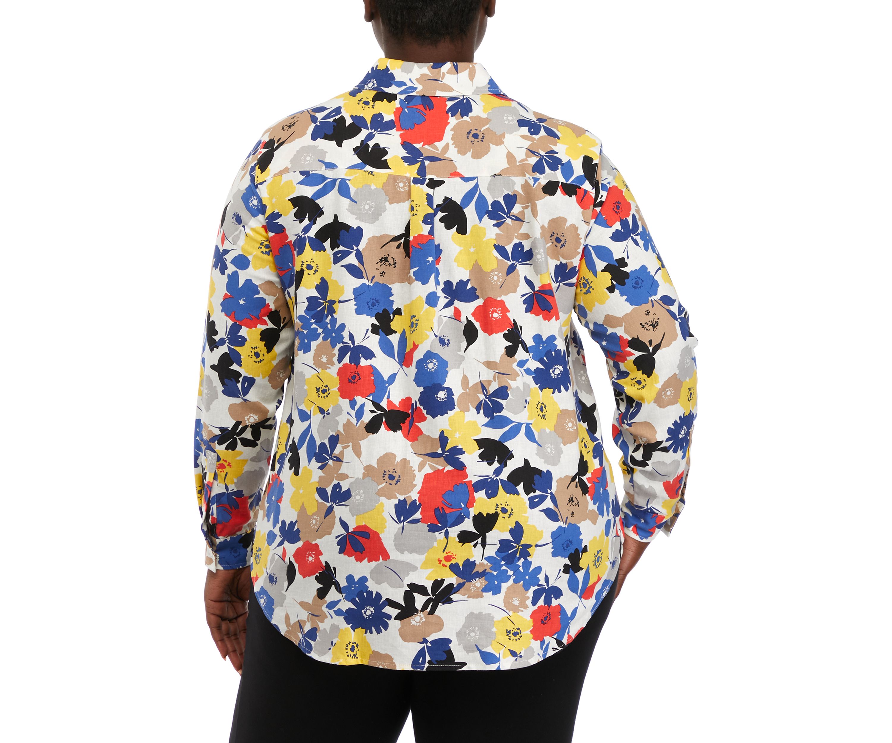 Plus Size Printed Oversized Button Blouse