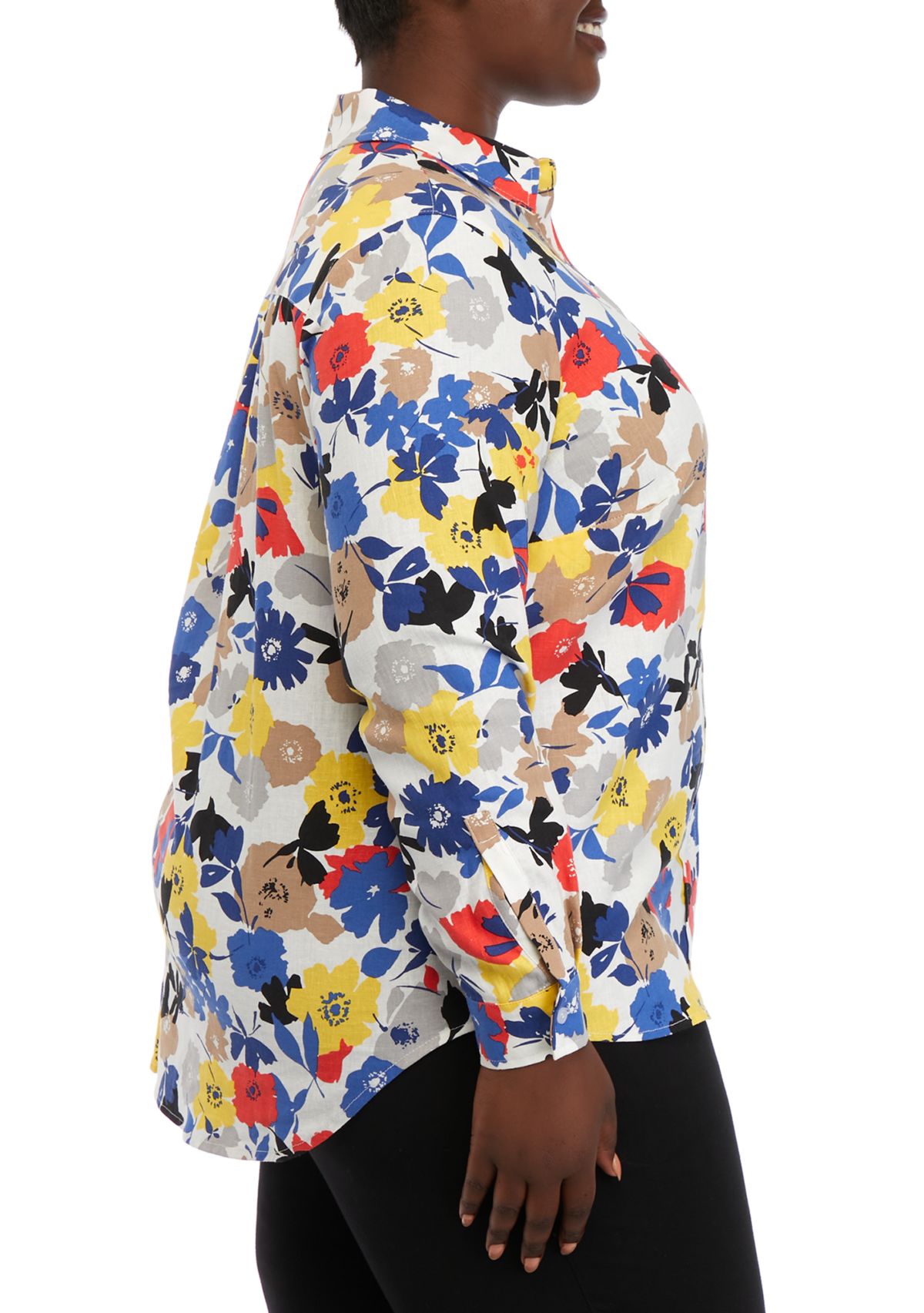 Plus Size Printed Oversized Button Blouse