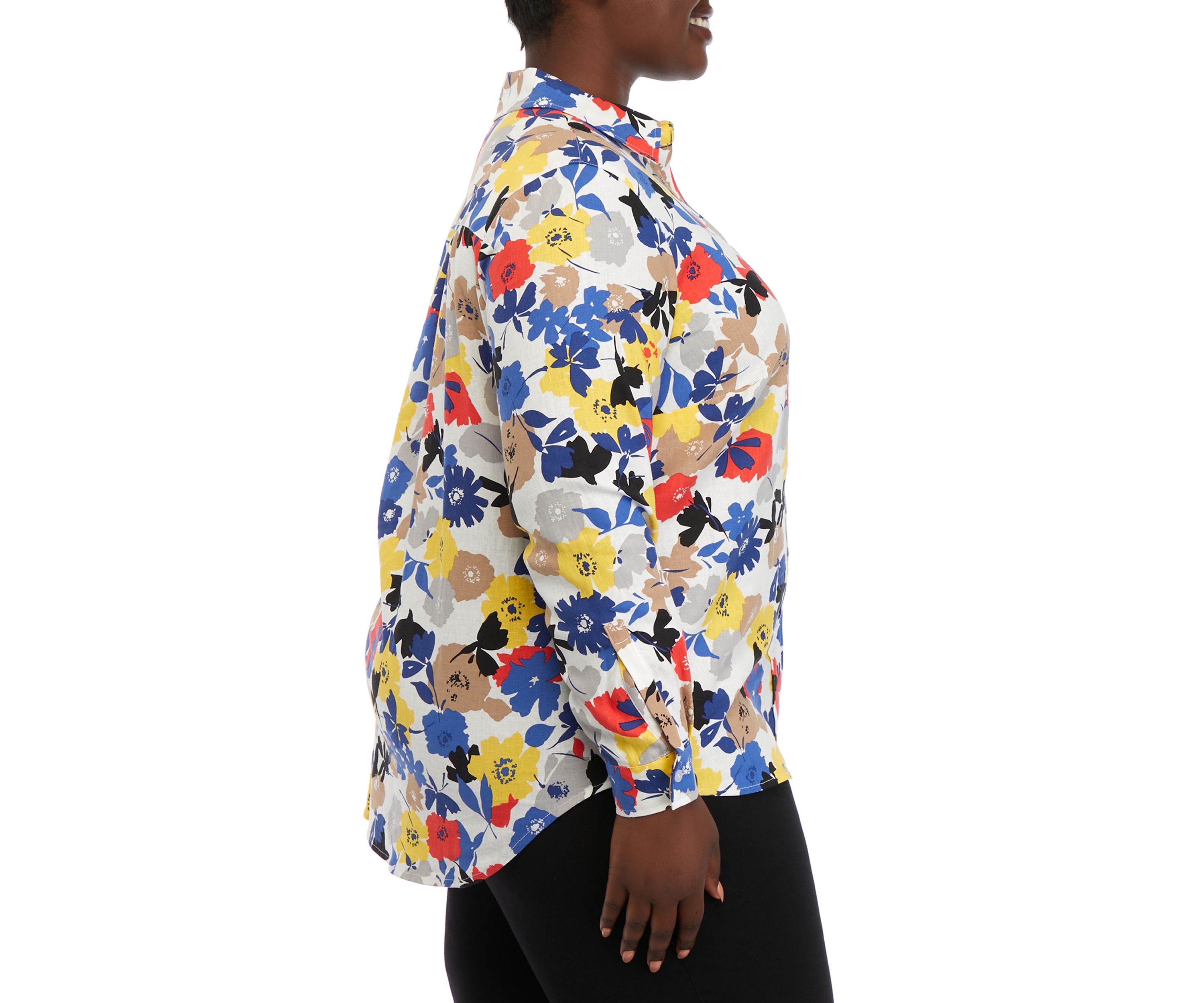 Plus Size Printed Oversized Button Blouse