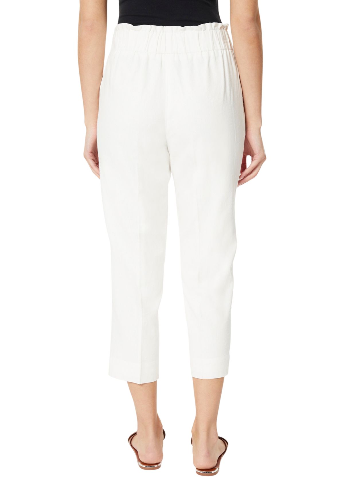 Womens Pull On Linen Cropped Pants 