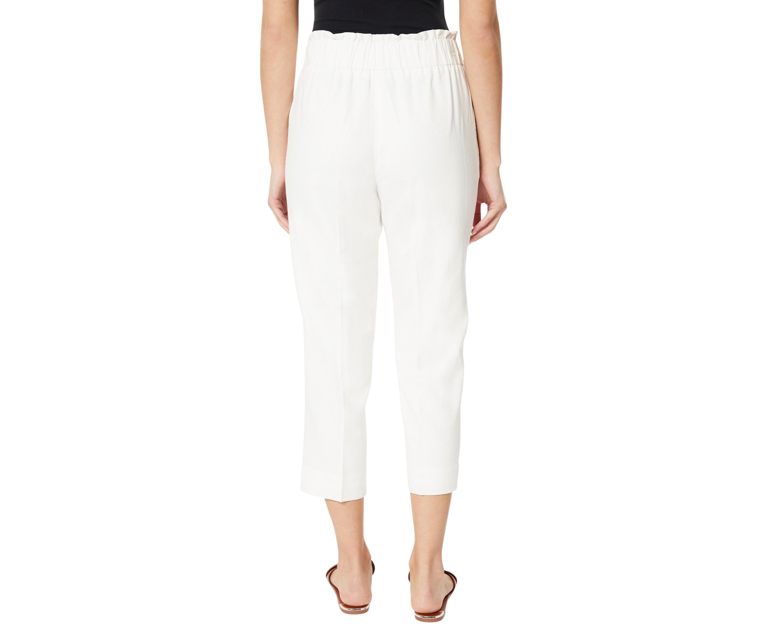 Womens Pull On Linen Cropped Pants 
