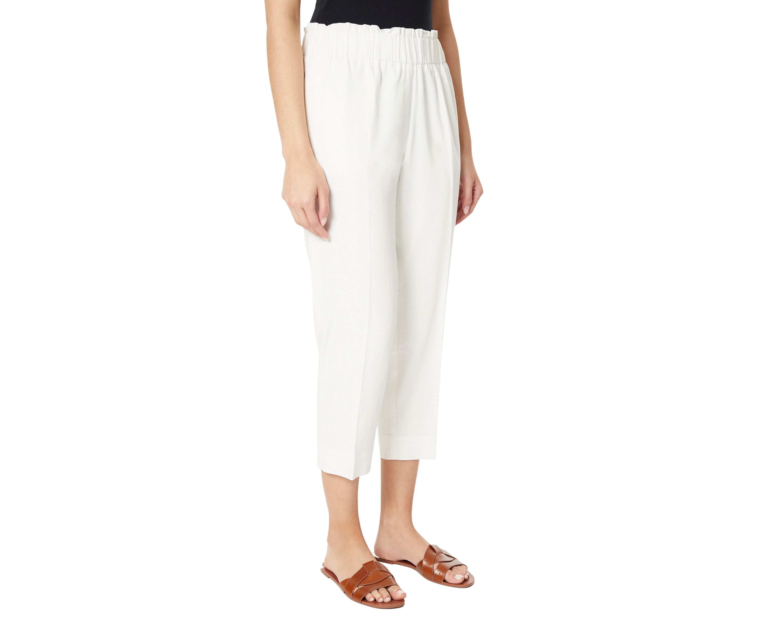 Womens Pull On Linen Cropped Pants 