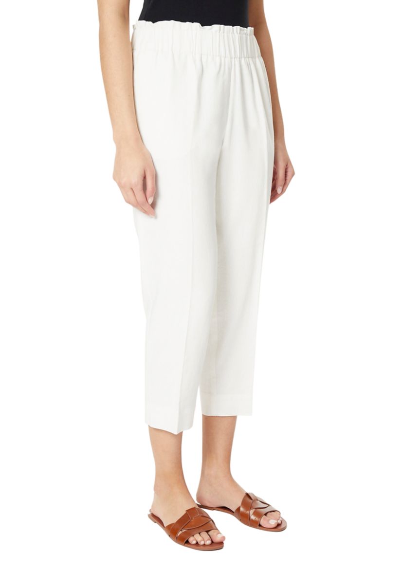 Womens Pull On Linen Cropped Pants 