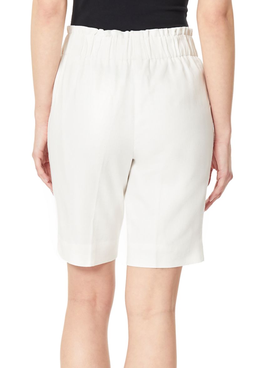 Womens Linen Pull-On Bermuda Shorts