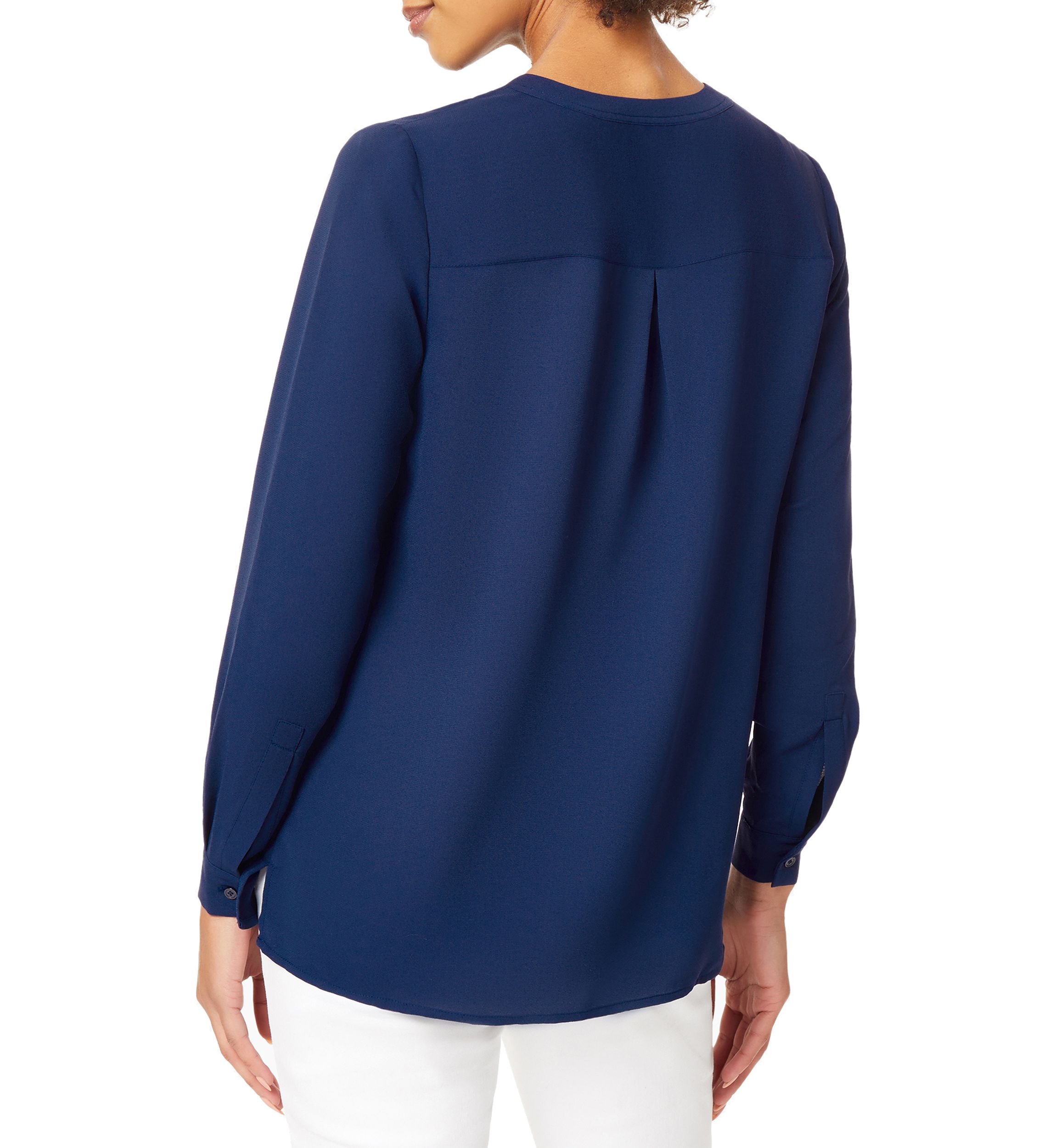 Womens Lace Up Neck Blouse 