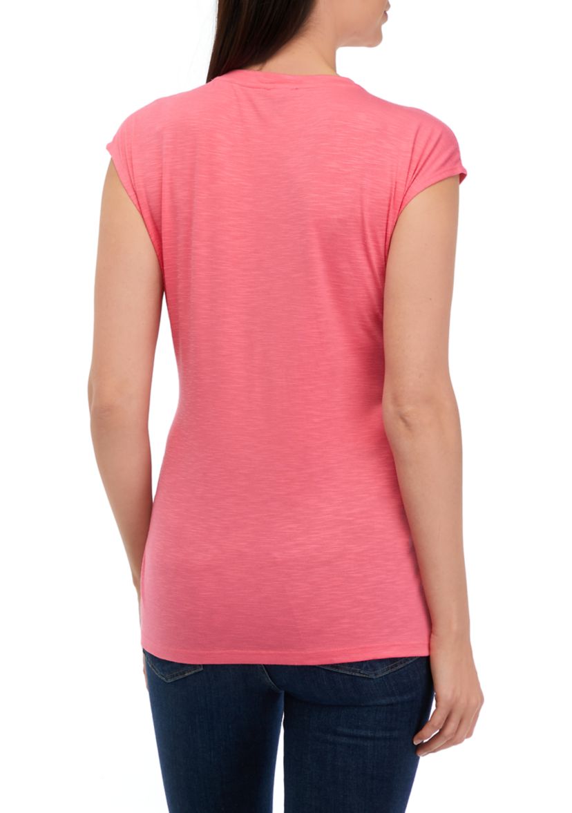 Womens Drapey Slub Sleeveless Side Tie Top