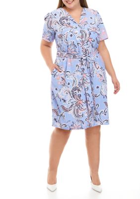 JONES NEW YORK Women's Plus Size Short Sleeve Shirtdress