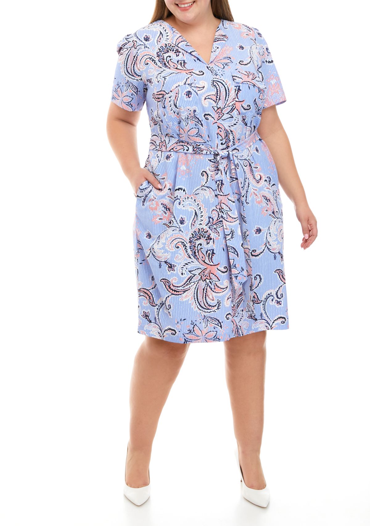 Plus Size Short Sleeve Shirtdress
