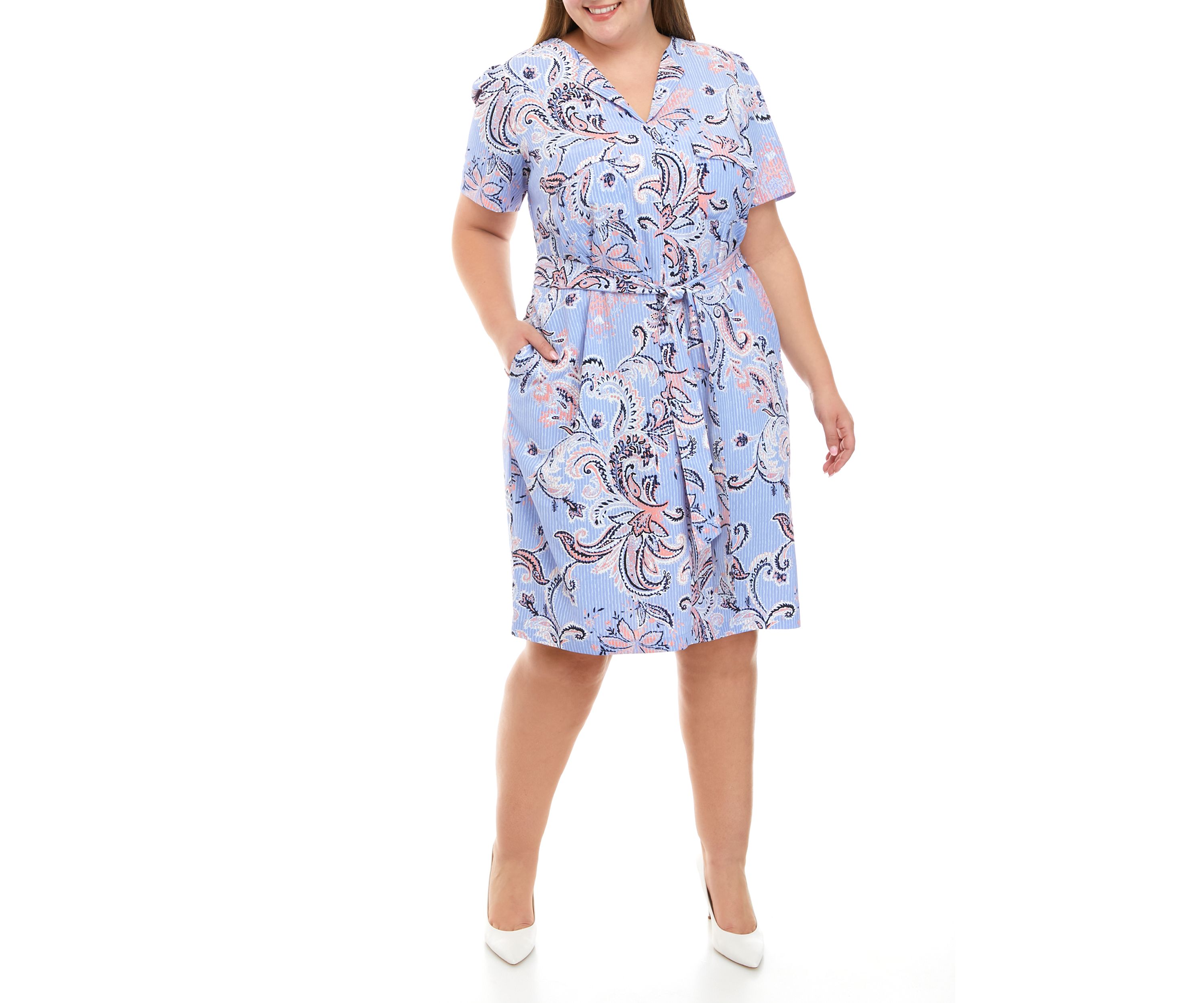 Plus Size Short Sleeve Shirtdress