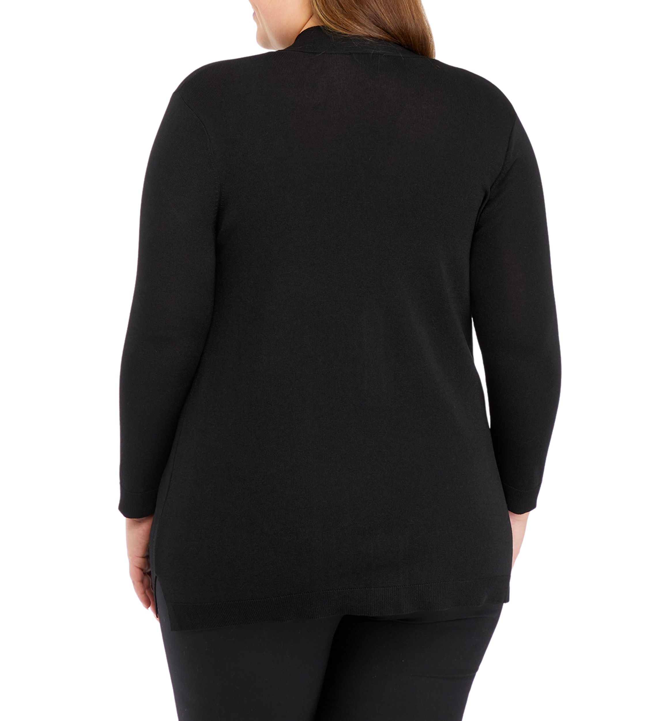 Plus Size Open Front Cardigan with Novelty Placket