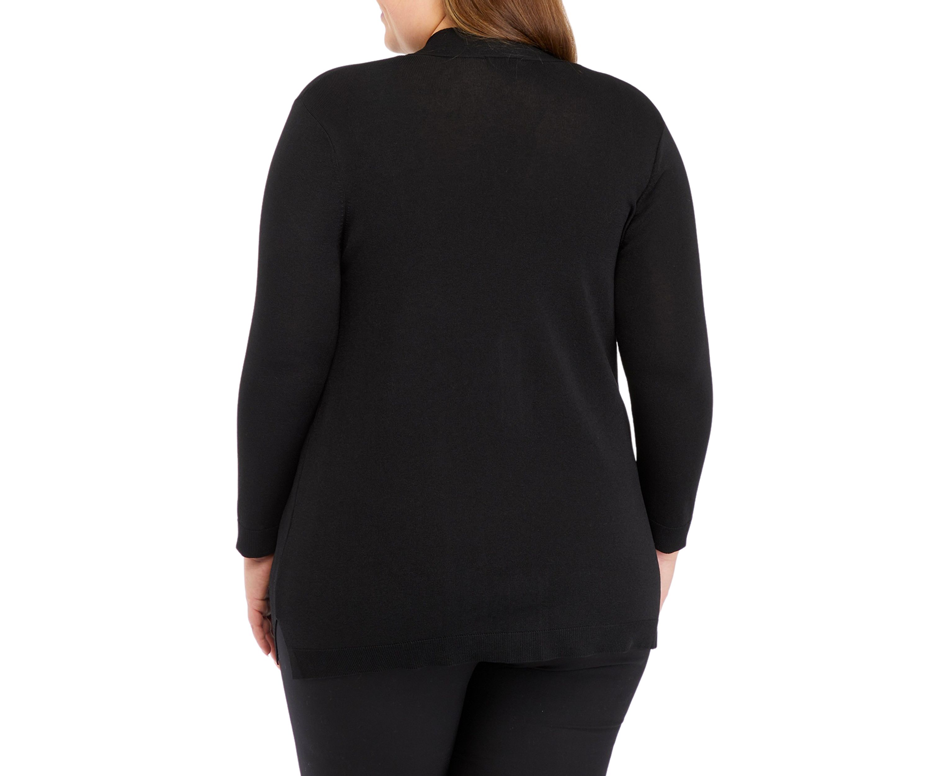 Plus Size Open Front Cardigan with Novelty Placket