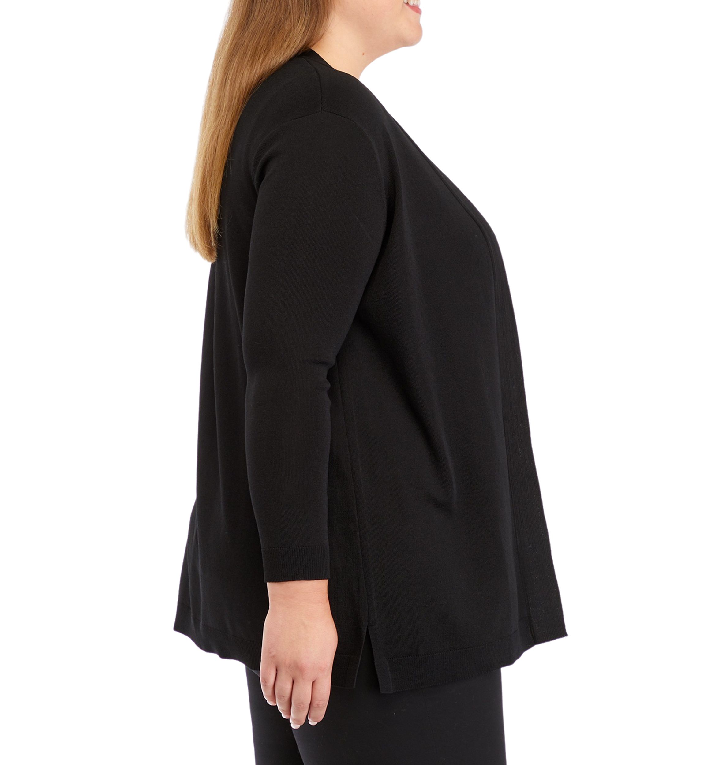 Plus Size Open Front Cardigan with Novelty Placket