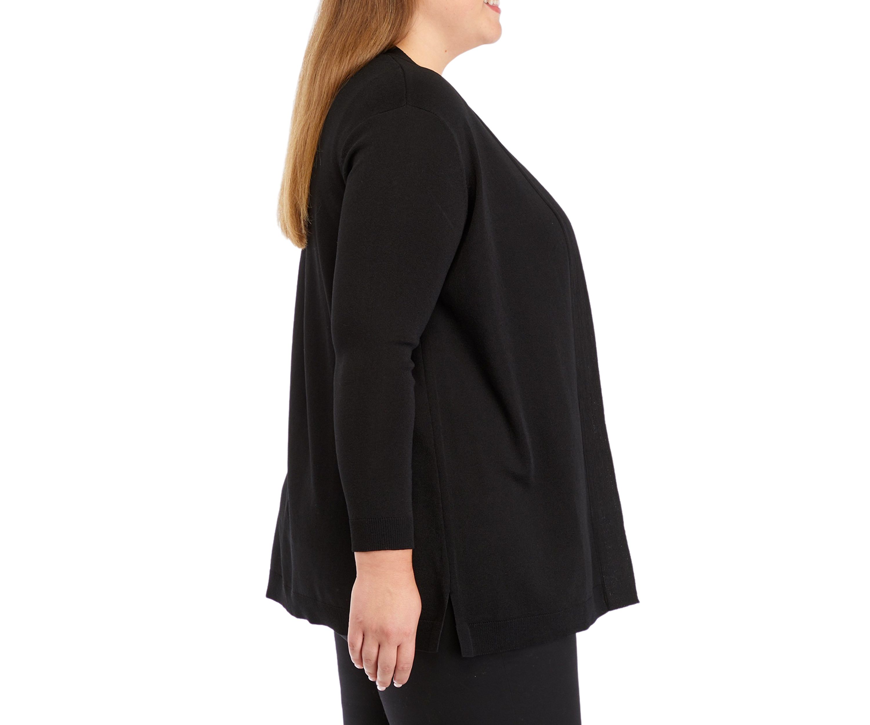 Plus Size Open Front Cardigan with Novelty Placket