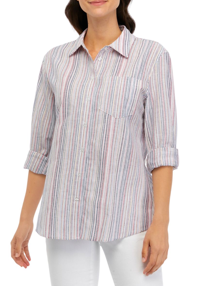 Womens Long Sleeve Oversized Button Down Shirt with Pocket