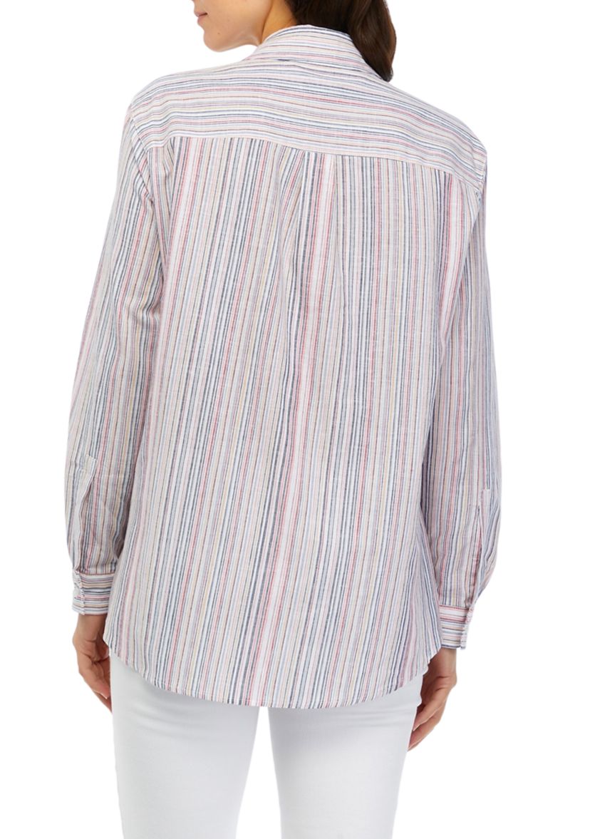 Womens Long Sleeve Oversized Button Down Shirt with Pocket