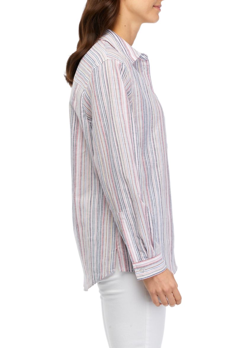 Womens Long Sleeve Oversized Button Down Shirt with Pocket
