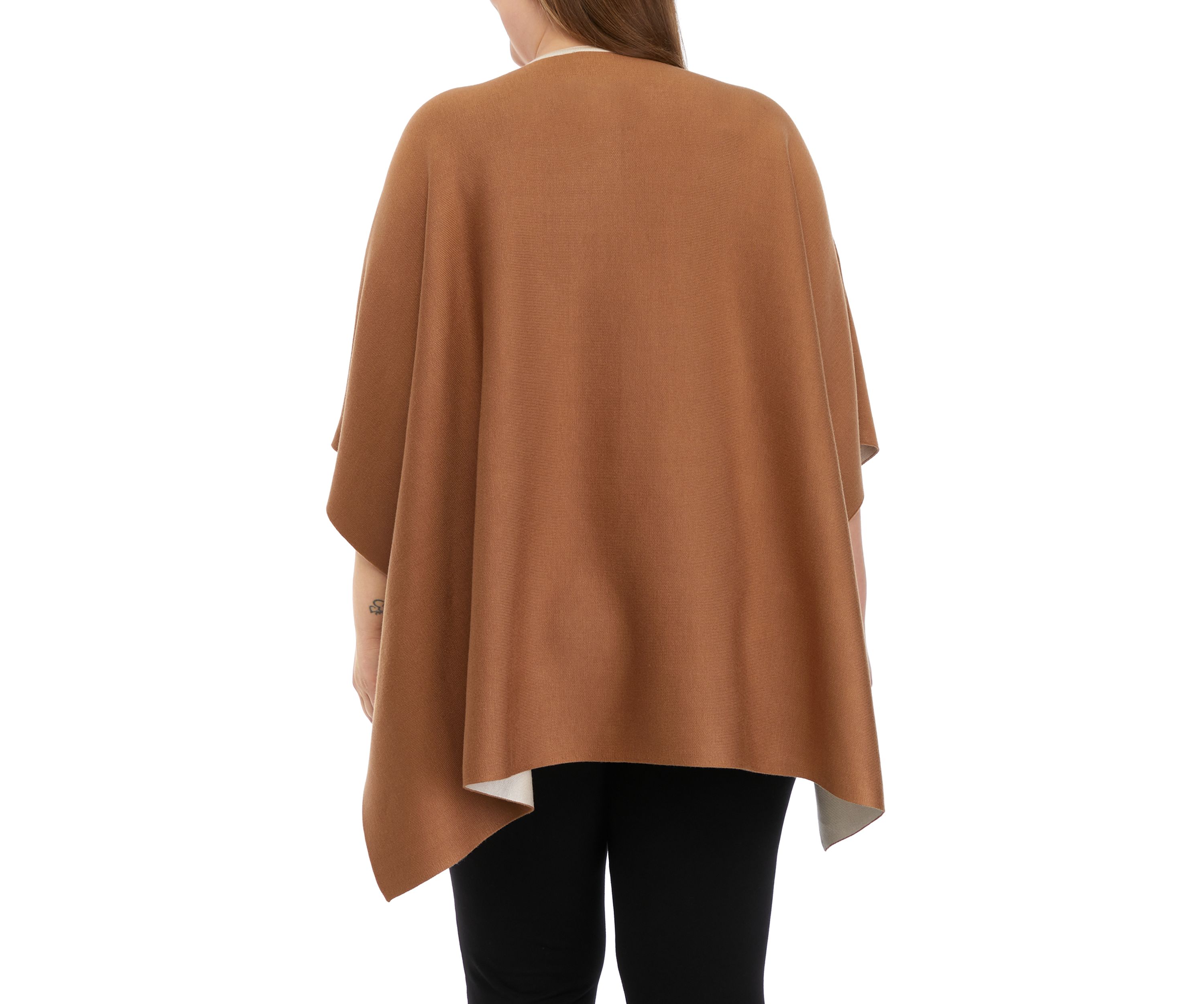 Plus Size Double Face Button Front Poncho