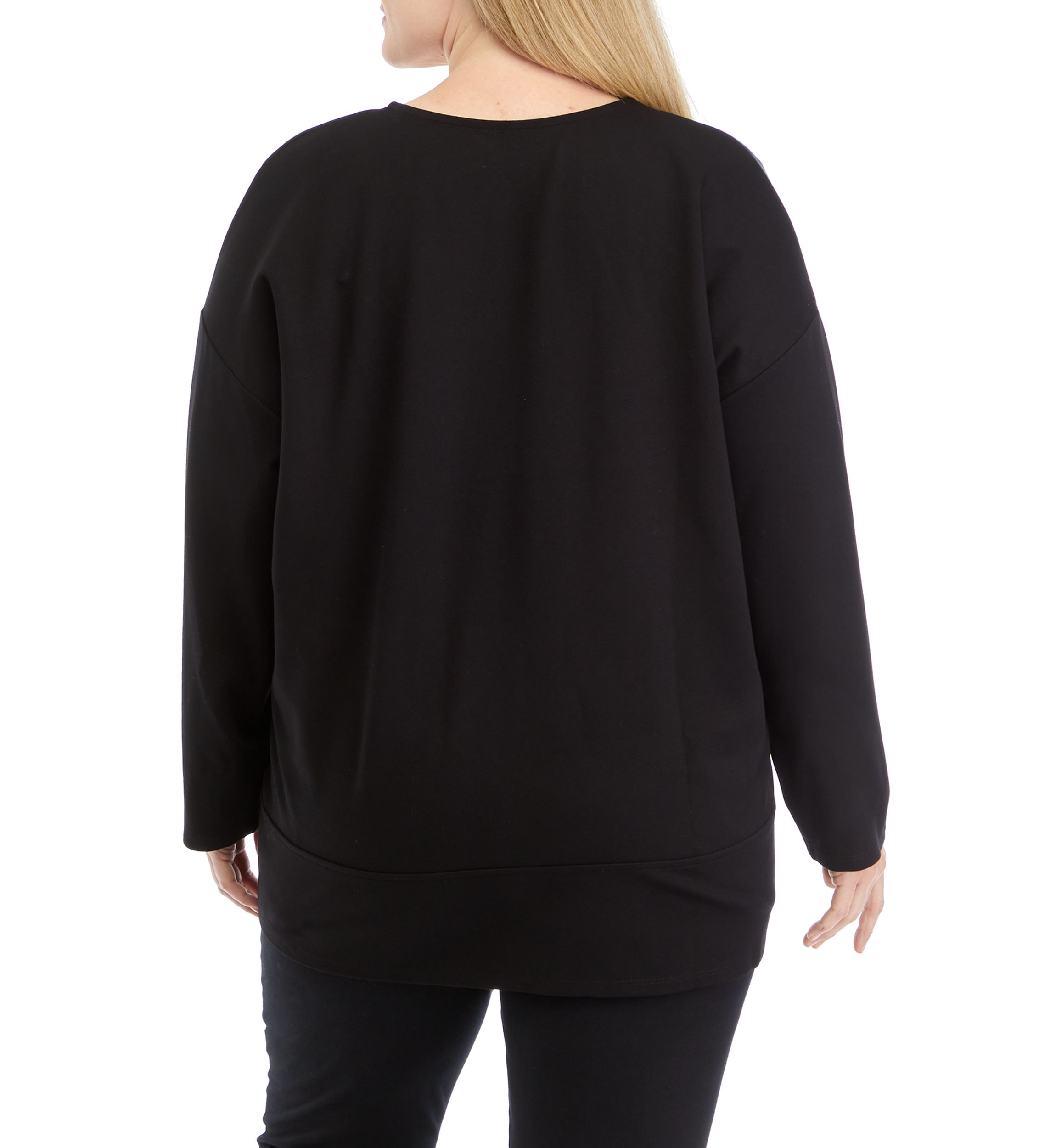 Plus Size Serenity Knit Long Sleeve Blocked V-Neck Tunic 